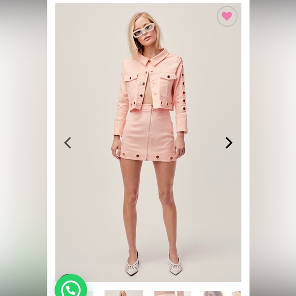 For Love & Lemons SSENSE Creme Puff Denim Bra Top Skirt Set XS - Picture 12 of 13